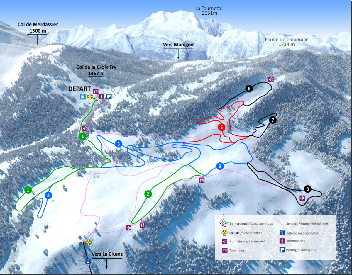 Plan des pistes de Beauregard