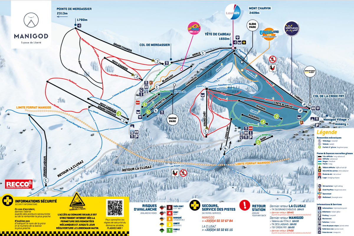 Plan des pistes Manigod
