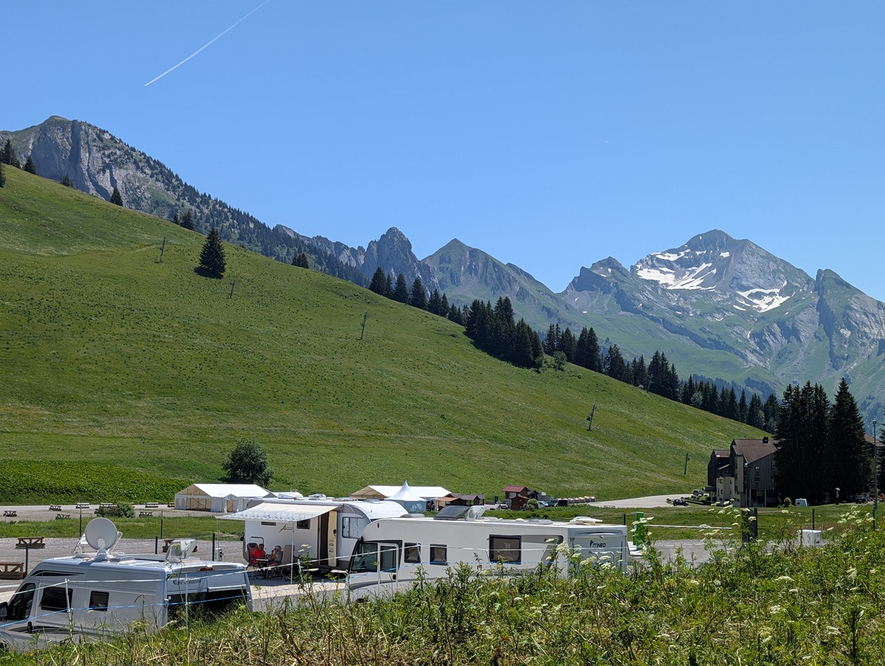 The Manigod motorhome area The Manigod motorhome area