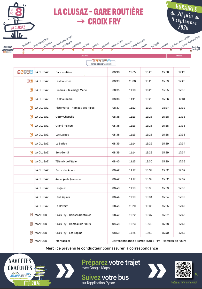 Horaires ligne 8 - &copy; OT Manigod