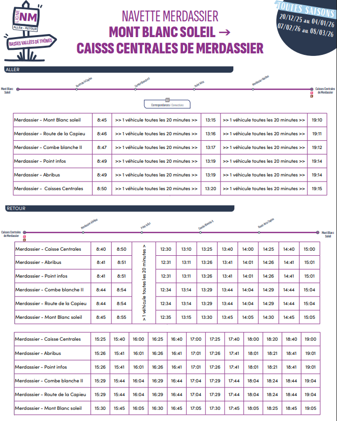 Horaires navette Merdassier MontBlanc Soleil - Caisses centrales Merdassier - &copy; OT Manigod