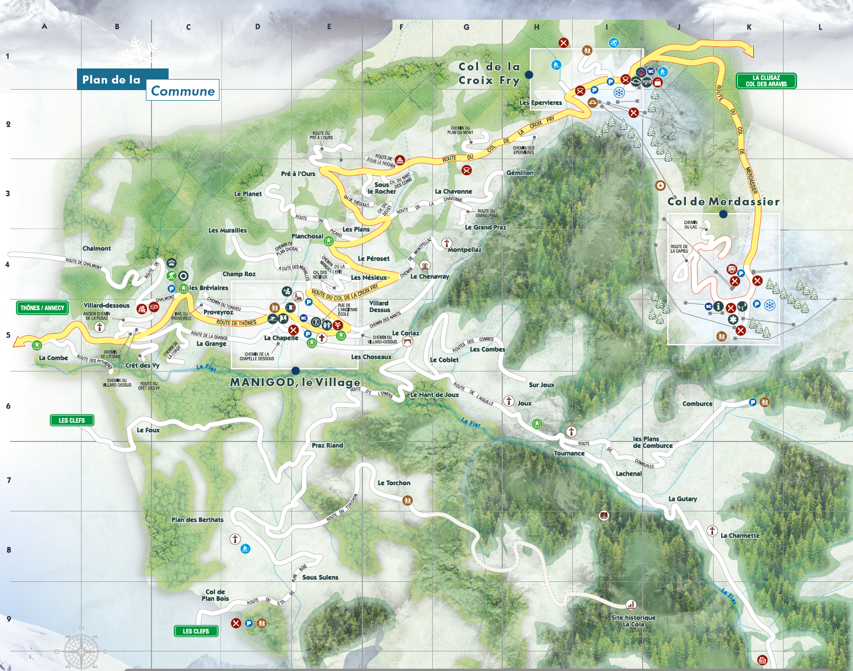 Plan commune de Manigod - &copy; OT Manigod