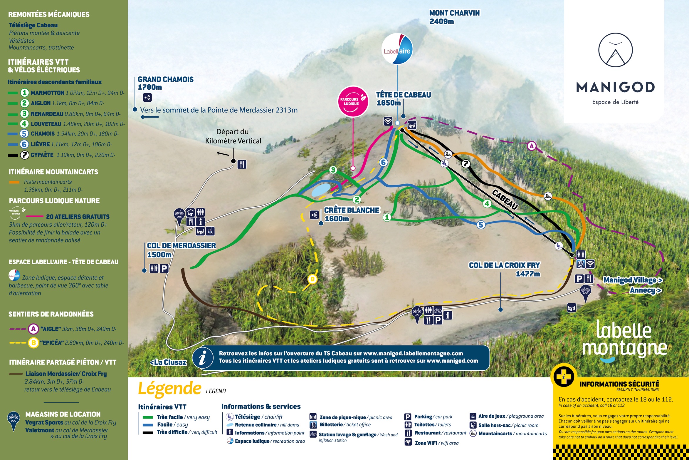 Plan détaillé du domaine été - © Office de Tourisme de Manigod